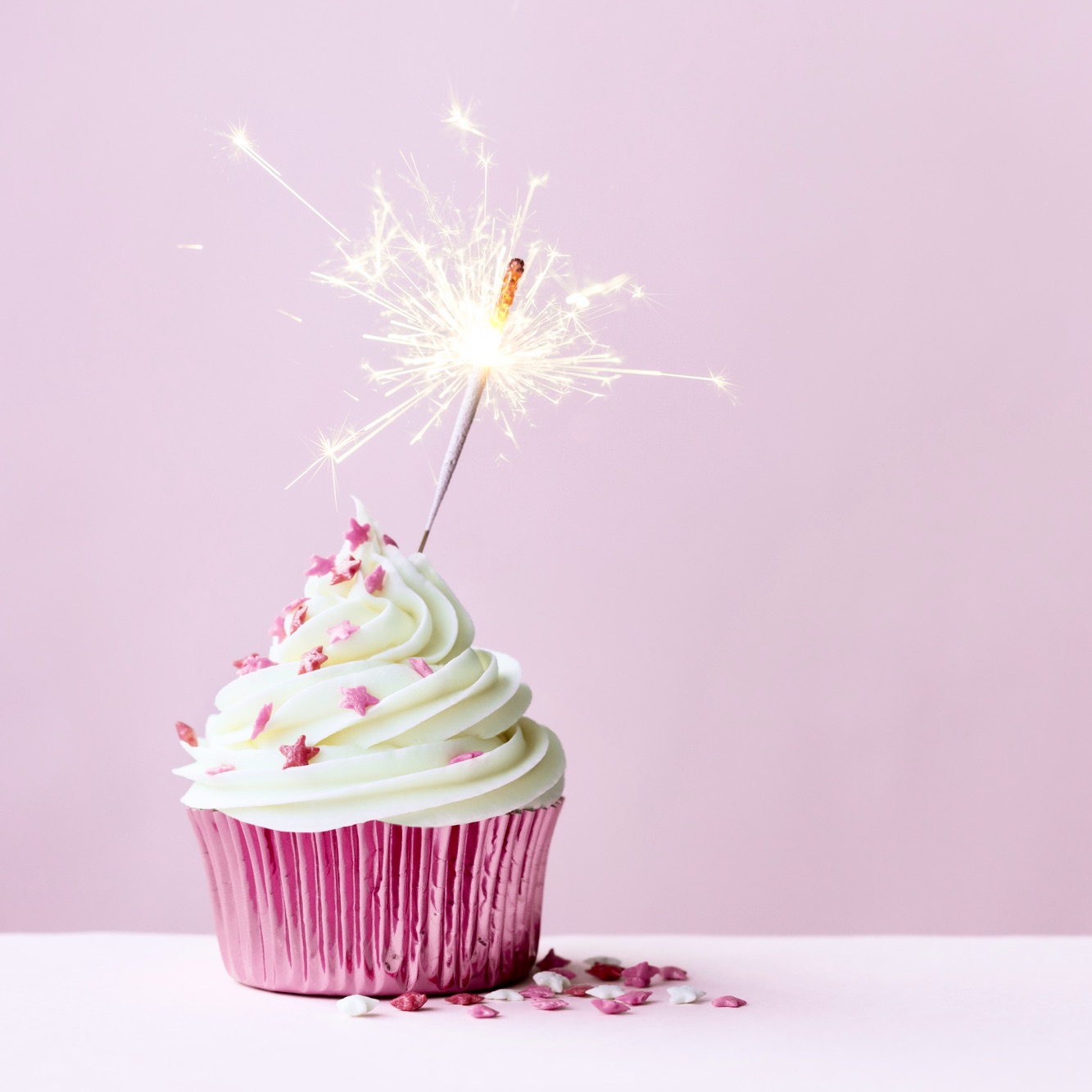 Celebration cupcake with sparkler